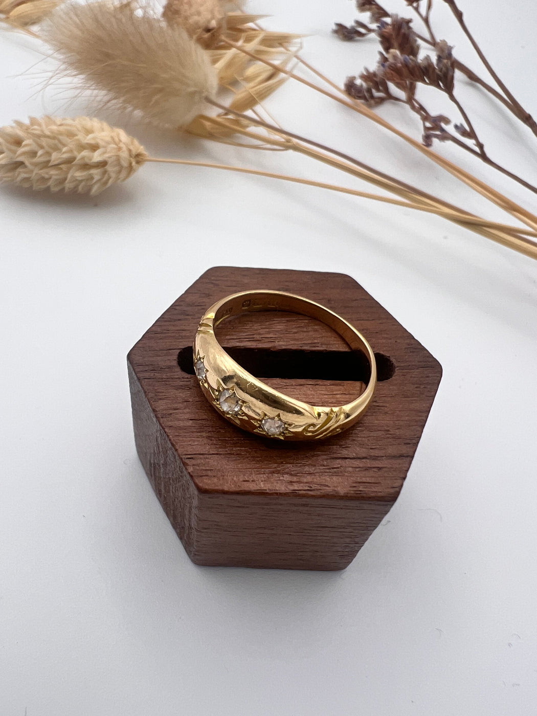 18ct Old Cut Trilogy Diamond Ring