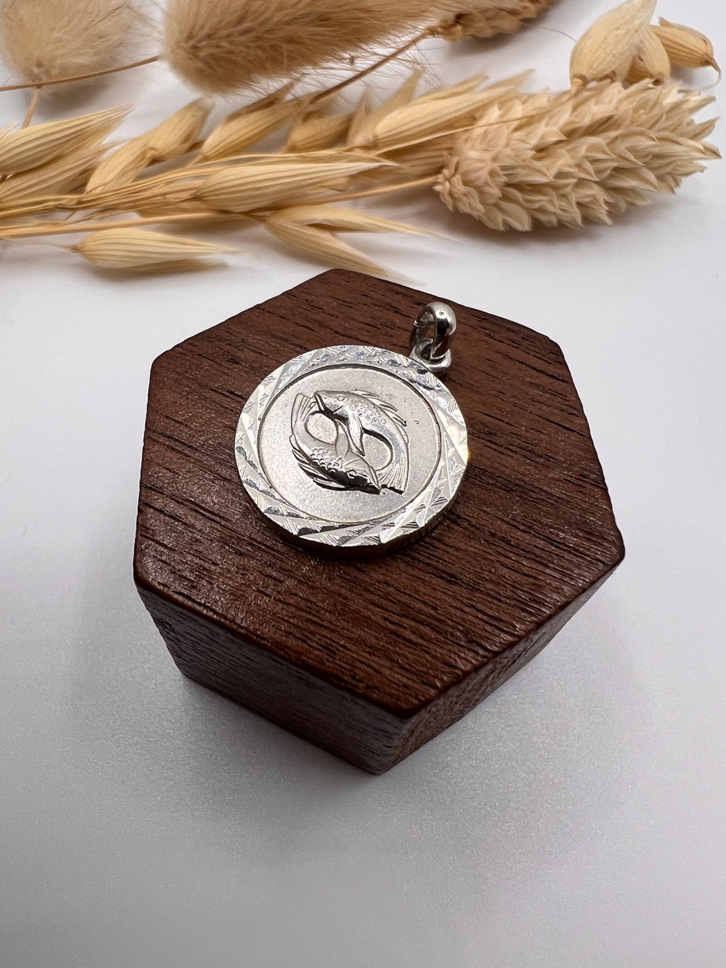 Vintage Silver Zodiac Pisces Fish Medical Alert Medallion