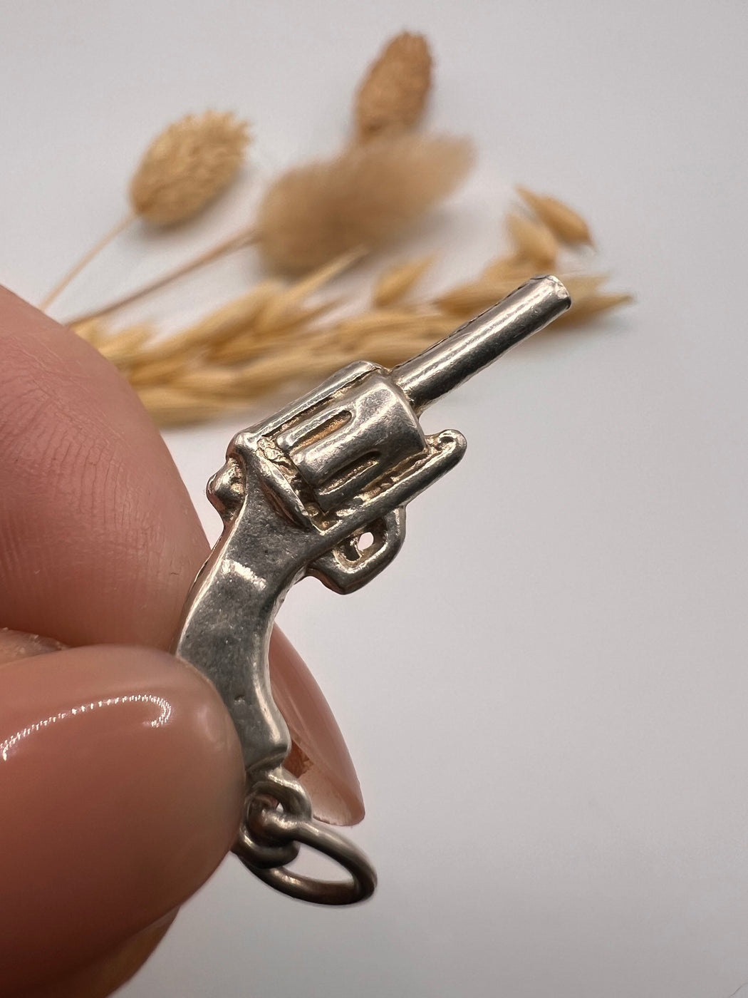 Vintage Silver Revolver Gun Charm