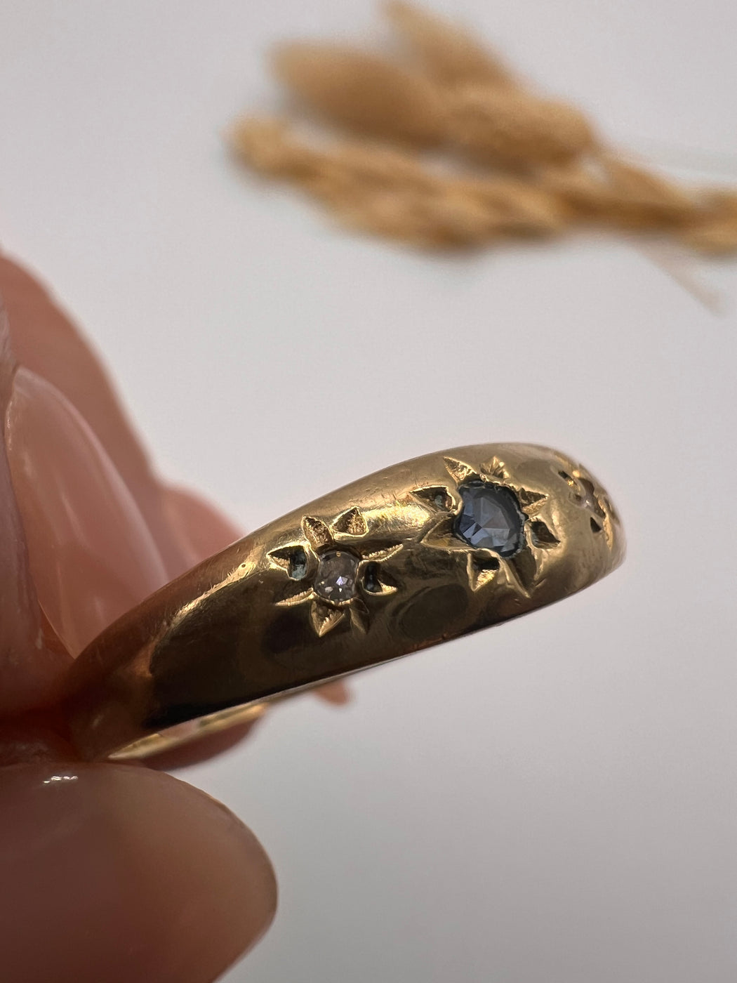 Vintage Star Set Trilogy Diamond And Sapphire Gypsy Ring