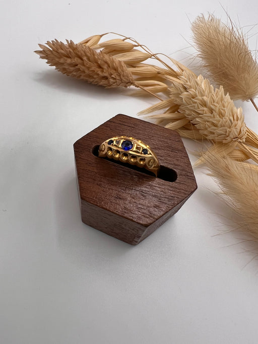 18ct 19th Century Sapphire and Diamond Boat Ring