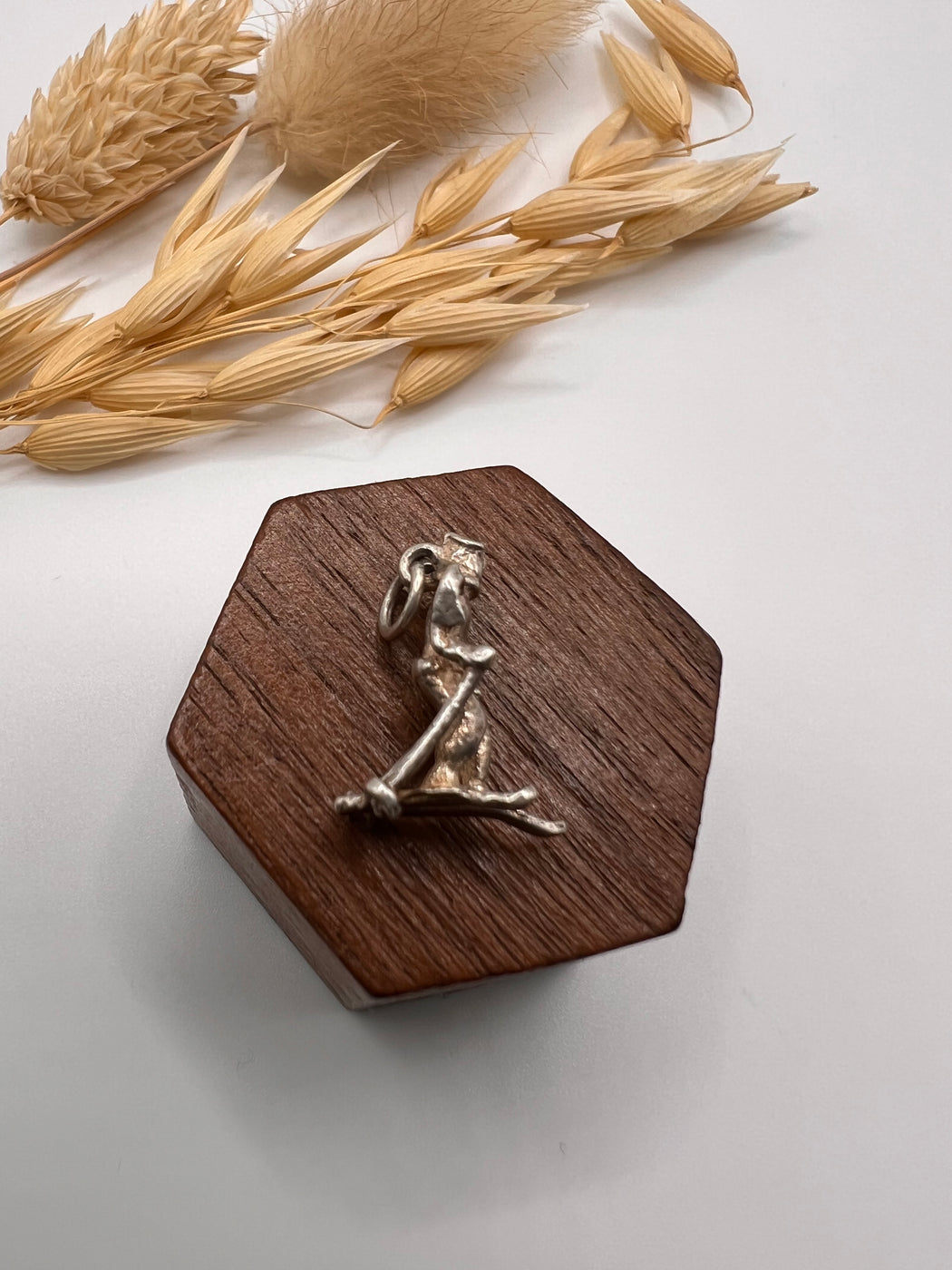 Vintage Silver Skier Charm