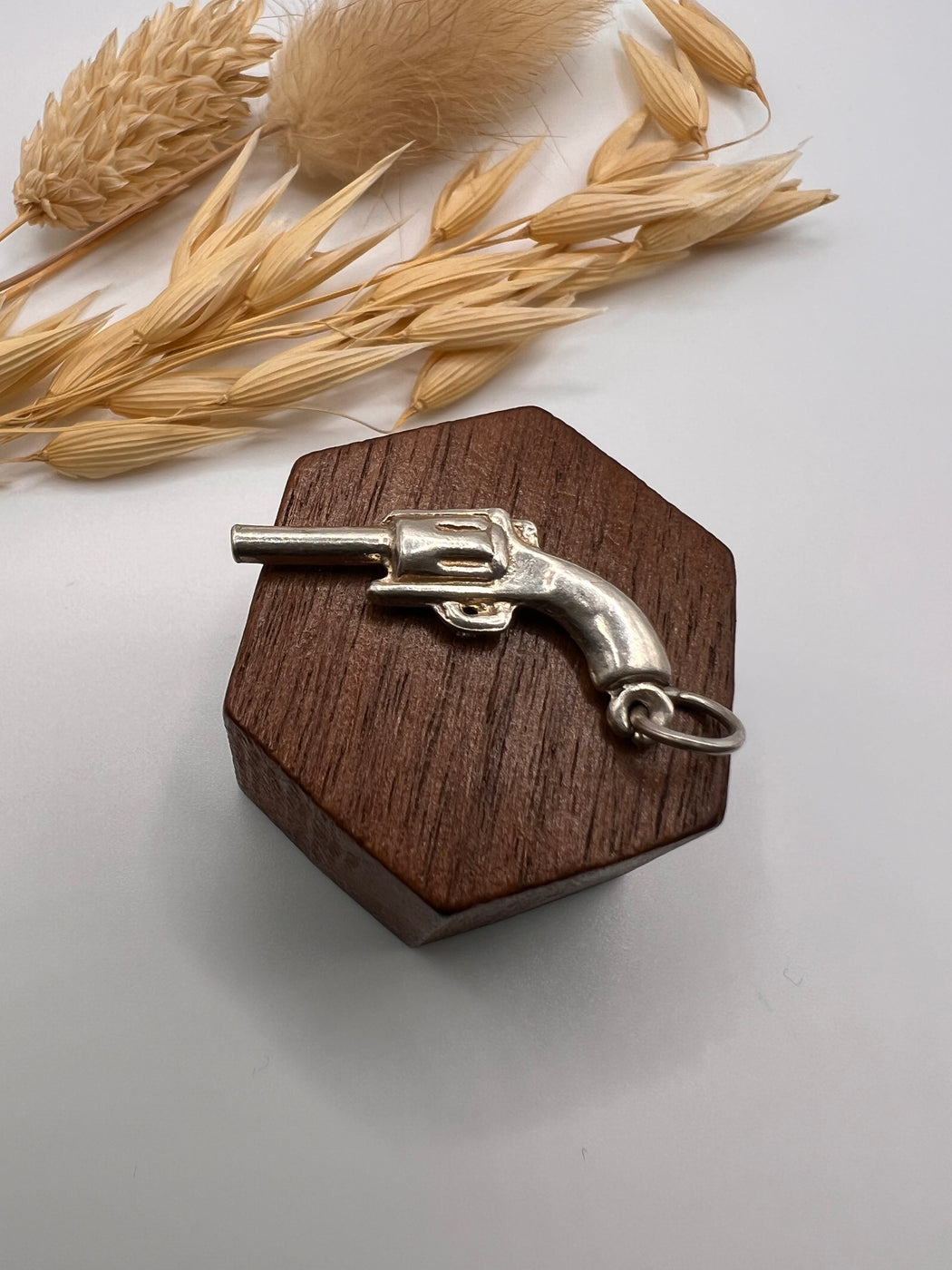 Vintage Silver Revolver Gun Charm